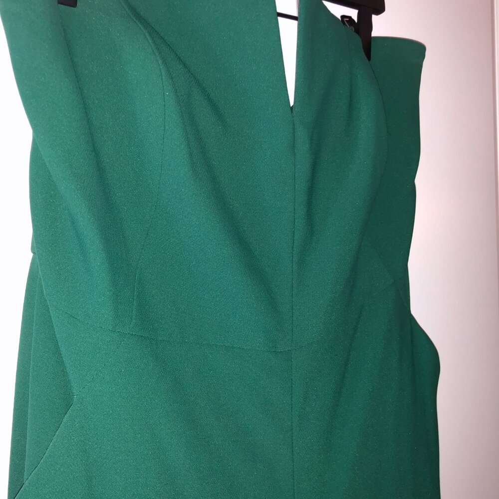 Strapless Notch Crepe Jumpsuit With Pockets In Evergreen - Picture 3 of 6